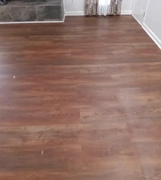 Rich brown luxury vinyl plank in a room