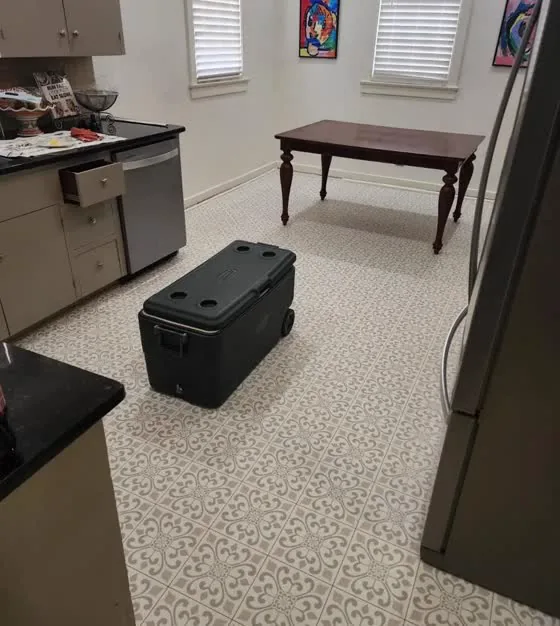 Patterned sheet vinyl kitchen floor